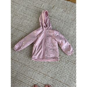 Oshkosh B’gosh star girls rain jacket sz 4 hooded water resistant fleece lined
